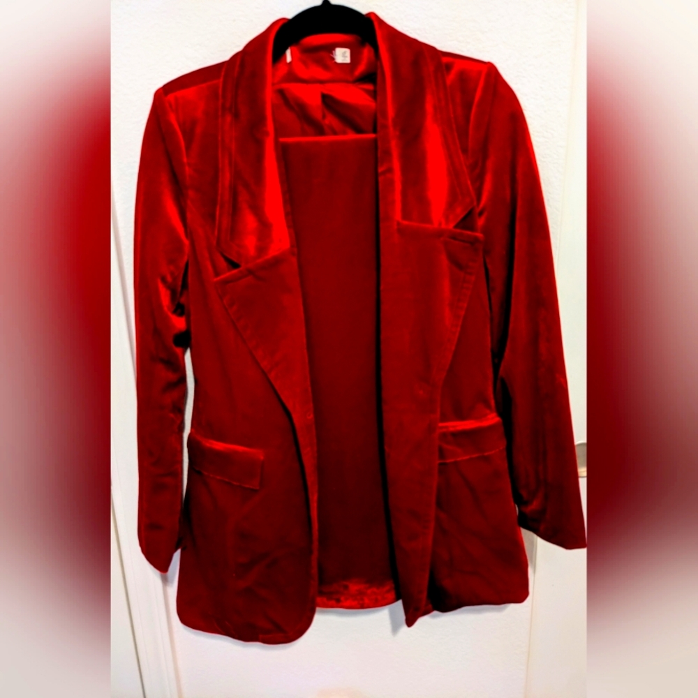 Vintage red velvet pantsuit set